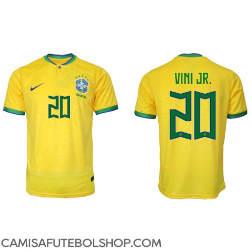 Camisa de time de futebol Brasil Vinicius Junior #20 Replicas 1º Equipamento Mundo 2022 Manga Curta